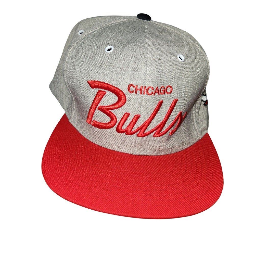 Mitchell Ness Chicago Bulls Snapback Hat Gray Redβ Embroidered Logo Adjustable